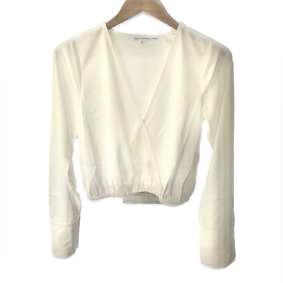 NWT Good America Satin White Blouse Size 0/XS - Picture 3 of 6